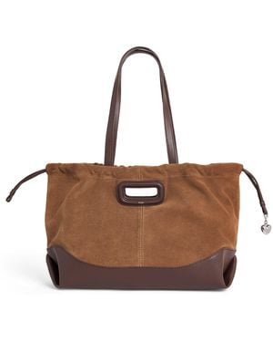 Maje Leather And Suede Milpi Tote Bag - Brown