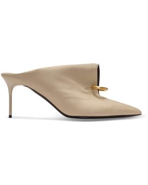 Balmain Pierced Heeled Mules 75 - Natural