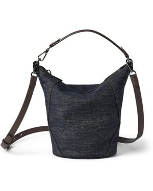 Brunello Cucinelli Small Denim-Effect Bucket Bag - Blue