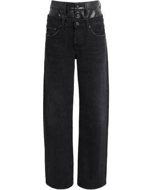 Agolde Elson Double-Waist Straight Jeans - Black
