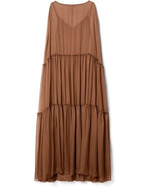 Marina Rinaldi Silk Maxi Dress - Brown