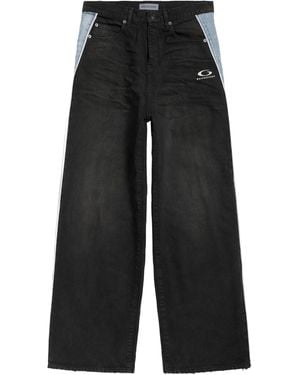 Balenciaga Piping-Detail Wide-Leg Jeans - Black