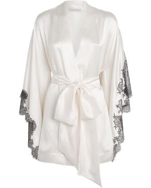 Carine Gilson Silk Lace-Detail Short Robe - White