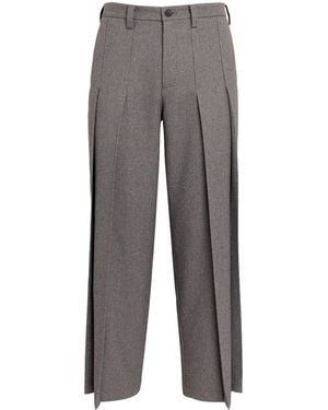 IM MEN Tweed Pleated Trousers - Grey