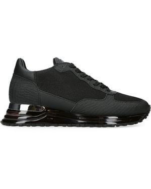 Mallet Popham Panelled Croc-effect Leather And Mesh Sneakers - Black