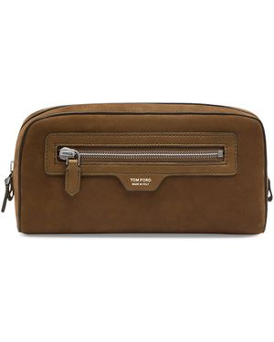 Tom Ford Suede Wash Bag - Brown