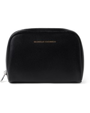 Brunello Cucinelli Leather Wash Bag - Black