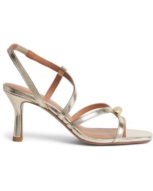 Maje Metallic Leather Heeled Sandals 70 - Natural