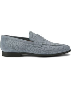 Kurt Geiger Croc-Embossed Suede Aldgate Flex Loafers - Gray