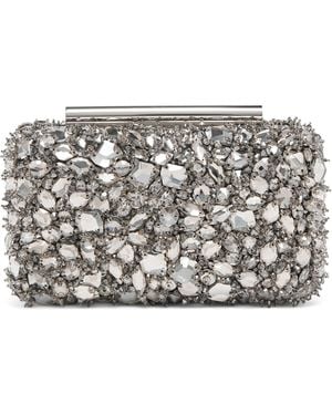 McQueen Leather T-Bar Box Clutch Bag - Grey