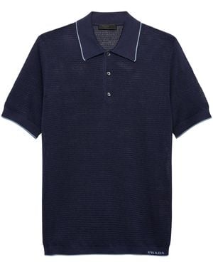 Prada Silk-Cotton Polo Shirt - Blue