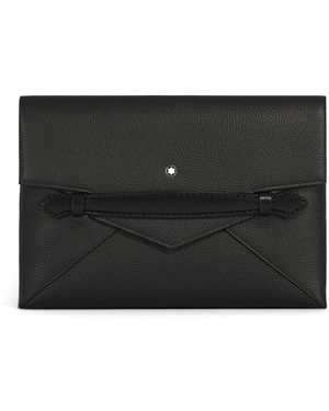 Montblanc Grained Leather Envelope Clutch Document Case - Black