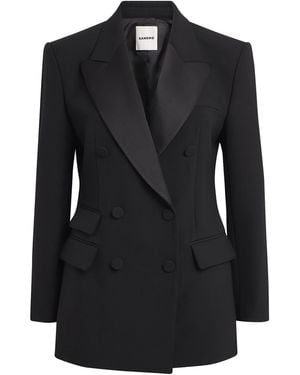 Sandro Satin-Collar Blazer - Black