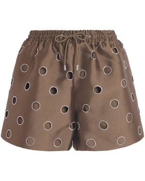 Sandro Rhinestone Cut-Out Shorts - Brown