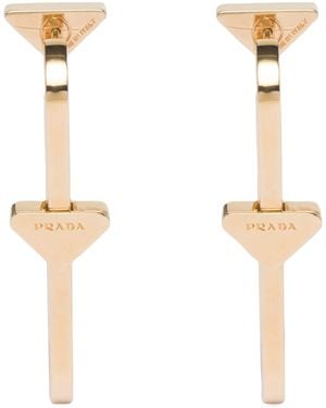 Prada Triangle Hoop Earrings - White