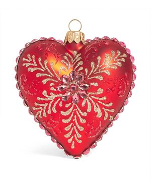 Harrods Glittery Heart Bauble - Red