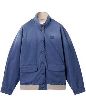 Miu Miu Cotton Gabardine Washed Jacket - Blue