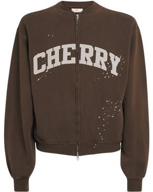CHERRY LA Cotton Logo Zip-Up Jumper - Brown