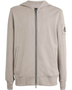 Moose Knuckles Logo Zip-Up Hoodie - Grey