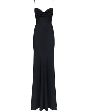 Alexander McQueen Silk Sweetheart-Neckline Dress - Black