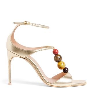Malone Souliers Metallic Leather Beaded Leia Sandals 90 - Natural