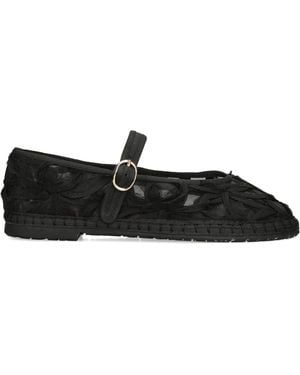Flabelus Lace Pierre Mary Janes - Black