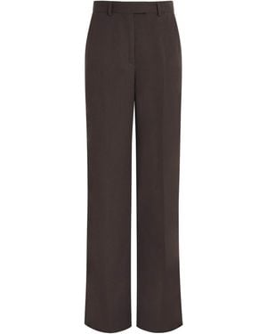 RETORI Linen Peach-Touch Wide-Leg Pants - Brown