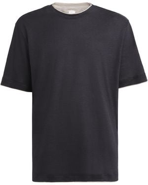 Eleventy Linen Layered T-Shirt - Black