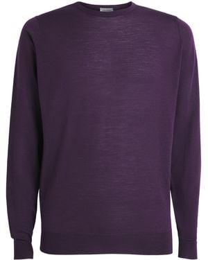 John Smedley Extra Fine Merino Wool Lundy Jumper - Blue