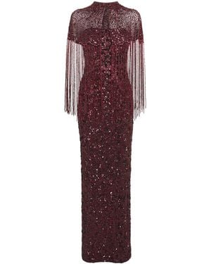 Jenny Packham Embellished Sirocco Gown And Cape - Red