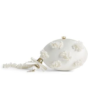 Self-Portrait Satin Embellished Clutch Bag - White
