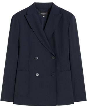 Weekend by Maxmara Virgin Wool Double-Breasted Blazer - Blue