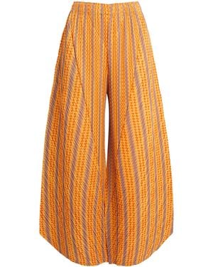 Pleats Please Issey Miyake Cotton-Blend Zigzag Trousers - Orange