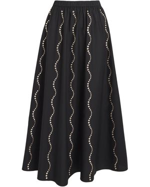 Sandro Cotton Rhinestone Maxi Skirt - Black