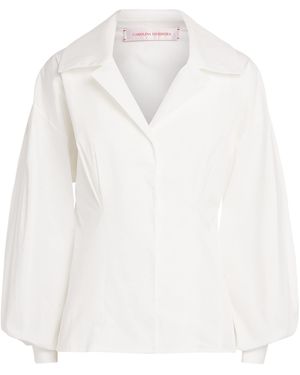 Carolina Herrera Balloon-Sleeve Fitted Shirt - White