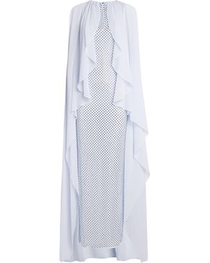 Self-Portrait Embellished Cape Gown - White