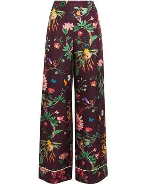 La DoubleJ Silk Printed Pyjama Wide-Leg Trousers - Red