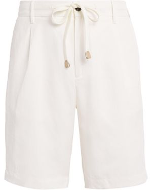 Eleventy Linen Drawstring Bermuda Shorts - White