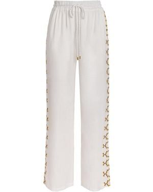 Melissa Odabash Cotton-Linen Elvie Drawstring Trousers - White