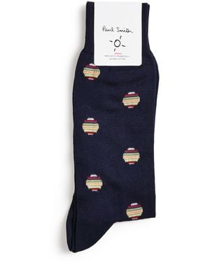 Paul Smith Cotton-Blend Signature Stripe Polka-Dot Socks - Blue