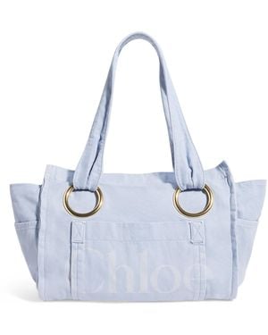 Chloé Cotton Plage Tote Bag - Blue