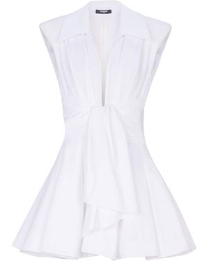 Balmain Cotton Shirt Mini Dress - White