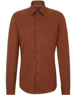 BOSS Cotton-Blend Shirt - Brown