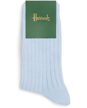 Harrods Cotton-Blend Ribbed Socks - Green