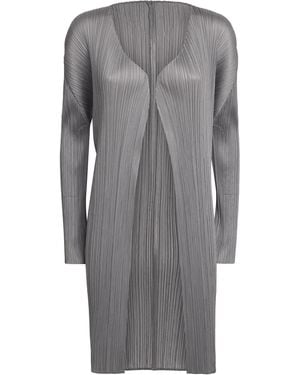 Pleats Please Issey Miyake Basics Longline Cardigan - Grey