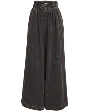Maison Margiela Pleated Paint Wide-Leg Jeans - Black