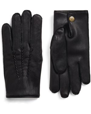 Dents Deerskin Cashmere-Lined Eton Gloves - Black