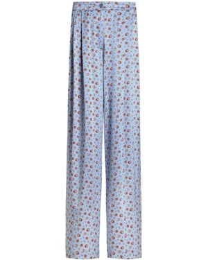 Dolce & Gabbana Silk Floral Wide-Leg Pants - Blue