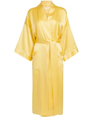 Olivia Von Halle Silk Sabine Night Robe - Yellow