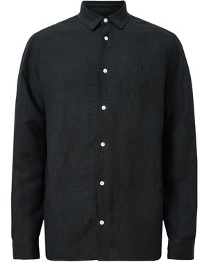 AllSaints Linen-Blend Bandol Shirt - Black
